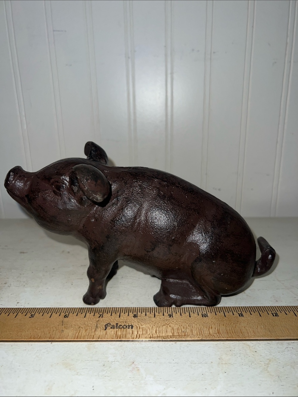 Vintage Cast Iron Folk Art pig door stop
